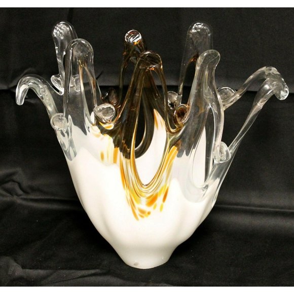 1980s Modern Contemporary Murano Italian Large Glass Vase Brown Swirl Abstract - Picture 1 of 10